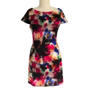 Milly Taylor Graffiti Bold Print Multicolor Short Sleeve Holiday Mini Dress 8